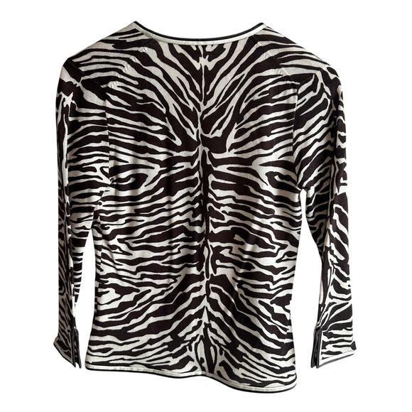 J. Crew Vintage 2000s Wool Zebra Print Clasp Front Cropped Cardigan M - Picture 7 of 10